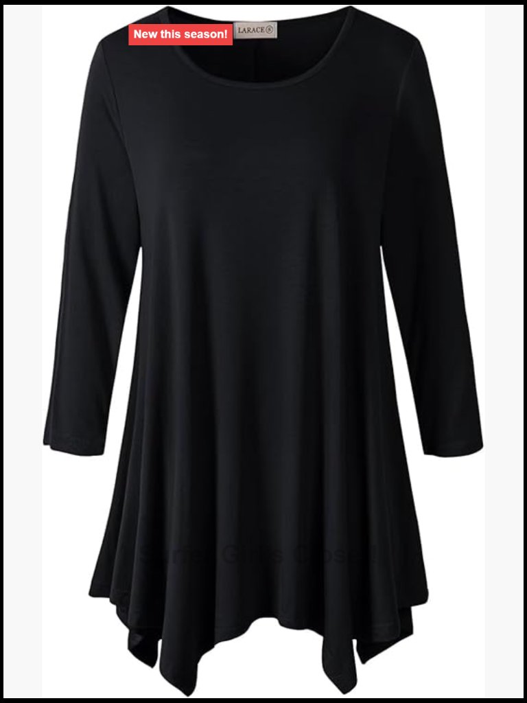 Plus Size 3/4 Sleeve Tunic Top Loose Fit V-Neck
